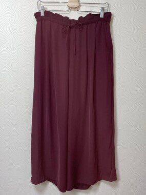 Meila Fin Robe Wide Pants Wine Red Casual Elegant